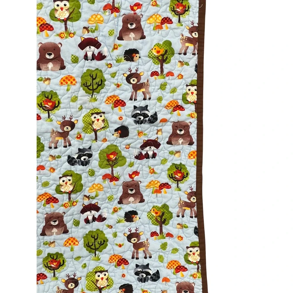 Handmade Woodland Baby Quilt 36x36‎ Personalized Grandma Gift Nursery Animals